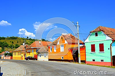 Typical rural landscape in the village Vard, Wierd, Viert, Transylvania Editorial Stock Photo